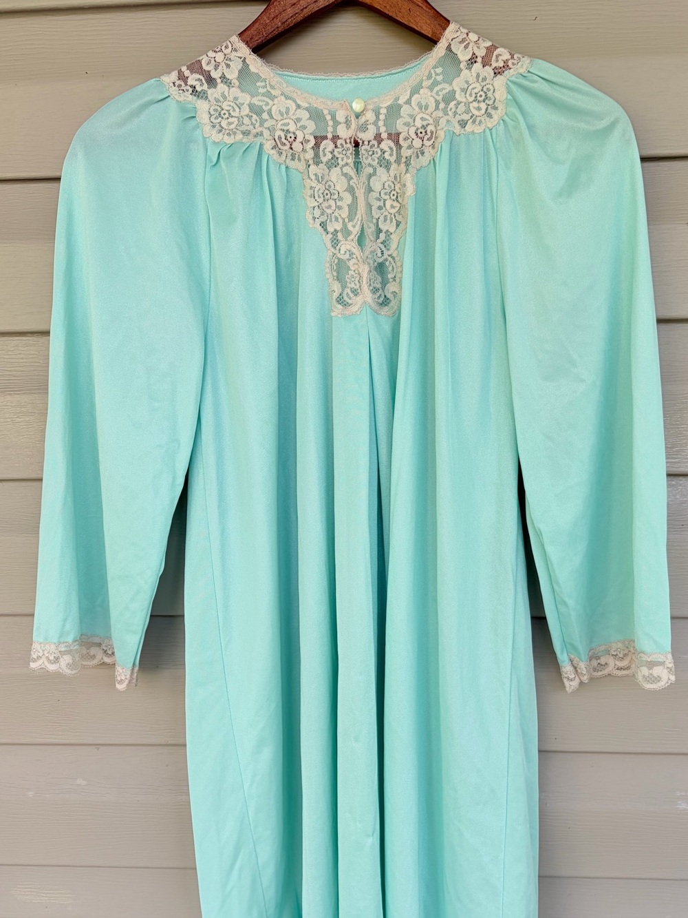 Kayser Mint Green Vintage Lace Nylon Tricot Nightgown Coquette Grannycore